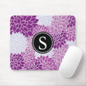 ブラックモノグラムヴィンテージエレガントフローラルパターン マウスパッド (マウス)