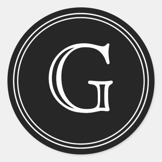 ブラックモノグラム封筒用シールメッセージカード ラウンドシール (正面)