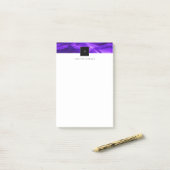 ブラックモノグラム抽象芸術ゲードダークパープルアゲート ポストイット (デスク上)