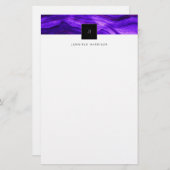 ブラックモノグラム抽象芸術ゲードダークパープルアゲート 便箋 (正面/裏面)