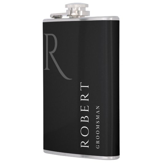 ブラックモノグラム男らしグロムメンズギフト フラスク (左)