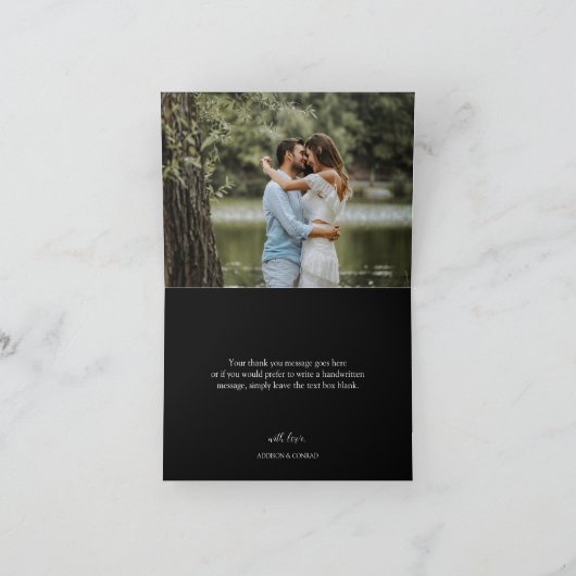 ブラックモノグラム結婚の折り畳みサンキューカード サンキューカード (内部)