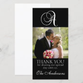 ブラックモノグラム結婚A's Thank Youフォトカード サンキューカード (正面/裏面)
