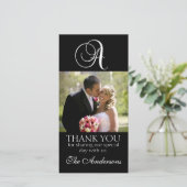 ブラックモノグラム結婚A's Thank Youフォトカード サンキューカード (スタンド正面)