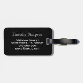 ブラックモノグラム荷物タグと白ストライプい ラゲッジタグ (裏面横)