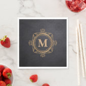 ブラックモノグラム観賞用マンダラデザイン スタンダードランチョンナプキン (インサイチュ)