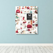 ブラックモノグラム19写真フォトコラージュ キャンバスプリント (インサイチュ (ウッドフロア))