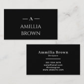 ブラックモノグラム | エレガントカスタムミニマル業務 名刺 (正面/裏面)