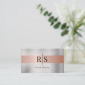 ブラックモノグラム&名前、ブラッシュシルバー&バラ金ゴールド 名刺 (スタンド正面)