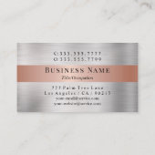 ブラックモノグラム&名前、ブラッシュシルバー&バラ金ゴールド 名刺 (裏面)