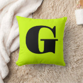 ブラックモノグラモダンム |ネオンライム黄 クッション (ブランケット)