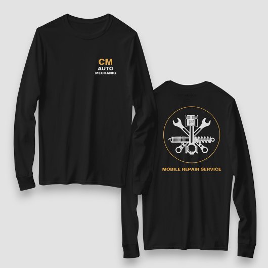ブラックモバイルメカニック自動車修理サービス Tシャツ