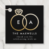 ブラックモモダンノグラムゴールデン結婚ズリングや輪 フェイバータグ (正面)