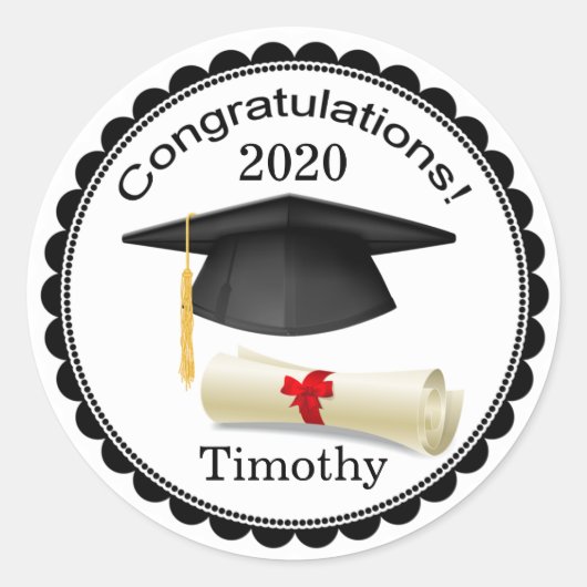 ブラックモルタル、卒業証書あなたの名前の卒業証書 ラウンドシール (正面)