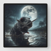 ブラックモルモット時計 スクエア壁時計 (正面)