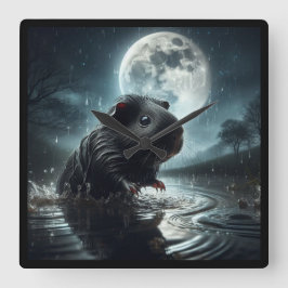 ブラックモルモット時計 スクエア壁時計