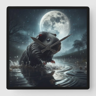 ブラックモルモット時計 スクエア壁時計