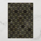 ブラックモロッコパターンシーク結婚アーチ金ゴールド 箔招待状 (裏面)