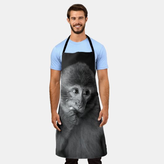ブラックモンキーの浅焦点撮影 エプロン (着用した状態)
