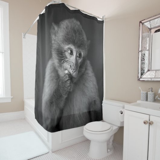 ブラックモンキーの浅焦点撮影 シャワーカーテン (インサイチュ)