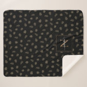 ブラックモンステラ葉パームトロピカルパターン シェルパブランケット (正面(横))