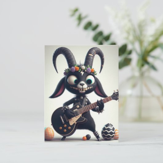 ブラックヤギ遊ズギターハッピーイースター ポストカード (スタンド正面)