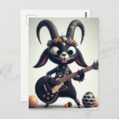 ブラックヤギ遊ズギターハッピーイースター ポストカード (正面/裏面)