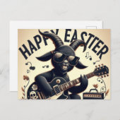 ブラックヤギ遊ズギターハッピーイースター ポストカード (正面/裏面)