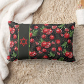 ブラックユダヤ教ロシュハサナスタールーの上にザクロ ランバークッション (ブランケット)