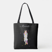 ブラックユニコーンのヨガが可愛いおもしろいナマステ トートバッグ (裏面)