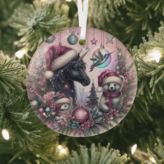 ブラックユニコーンクリスマスオーナメント一種 ガラスオーナメント (インサイチュ)