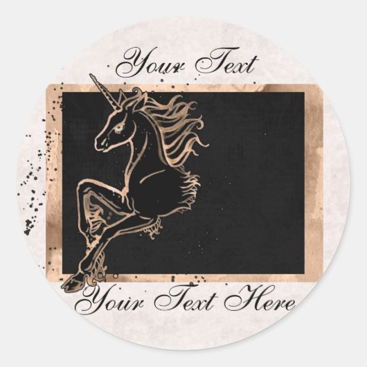 ブラックユニコーンステッカー ラウンドシール (正面)