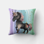 ブラックユニコーンパープルピンクテール クッション (裏面)