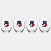 ブラックユニコーンパープルレッドセージの花 ステムなしワイングラス (正面)