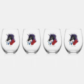 ブラックユニコーンパープルレッドセージの花 ステムなしワイングラス (裏面)