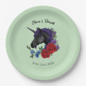 ブラックユニコーンパープルレッドセージの花 ペーパープレート (正面)