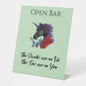 ブラックユニコーンパープルレッドセージ花オープンバー 台座サイン (正面)