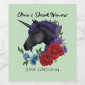 ブラックユニコーンパープル赤いセージの花 ワインラベル (シングルラベル)