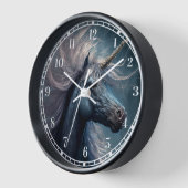ブラックユニコーンファンタジーアート 壁時計 (傾斜)