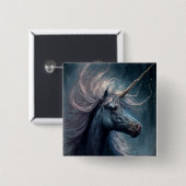 ブラックユニコーンファンタジーアート 缶バッジ (正面&裏面)
