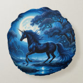 ブラックユニコーンファンタジー満月 ラウンドクッション (裏面)