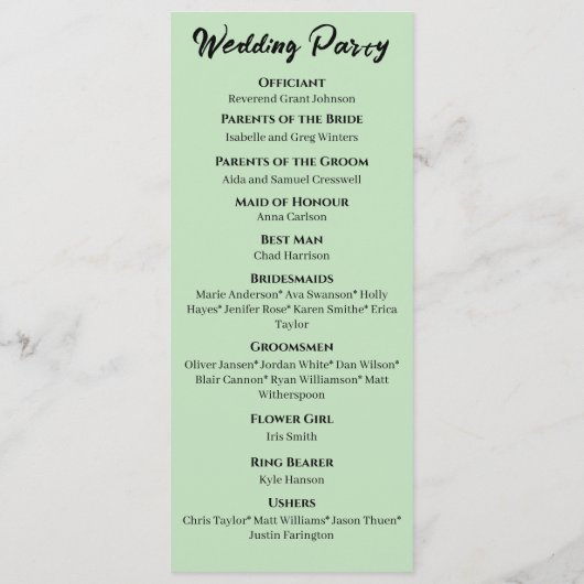 ブラックユニコーン紫レッドセージ結婚の花 プログラム (裏面)