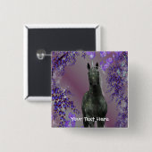 ブラックユニコーン花ファンタジーボタン 缶バッジ (正面&裏面)