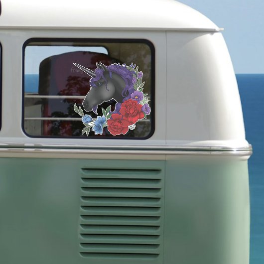 ブラックユニコーン花紫 シール