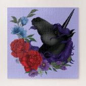 ブラックユニコーン花紫 ジグソーパズル (横)