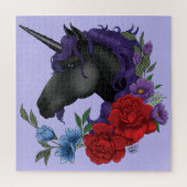 ブラックユニコーン花紫 ジグソーパズル (縦)
