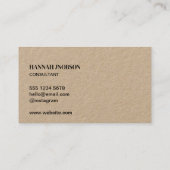 ブラックユニークタイポグラフィクラッ素朴ト 名刺 (裏面)