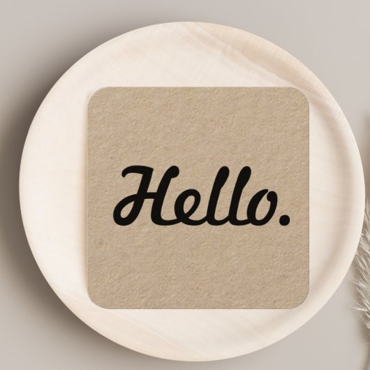 ブラックユニークハロータイポグラフィクリーン素朴クラフト スクエア名刺