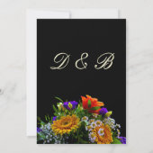 ブラックユニーク淡い色の文字ブライトフローラブライダルシャワー 招待状 (裏面)