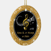 ブラックユニーク金ゴールド音楽テーマのクリスマスオーナメント セラミックオーナメント (右)